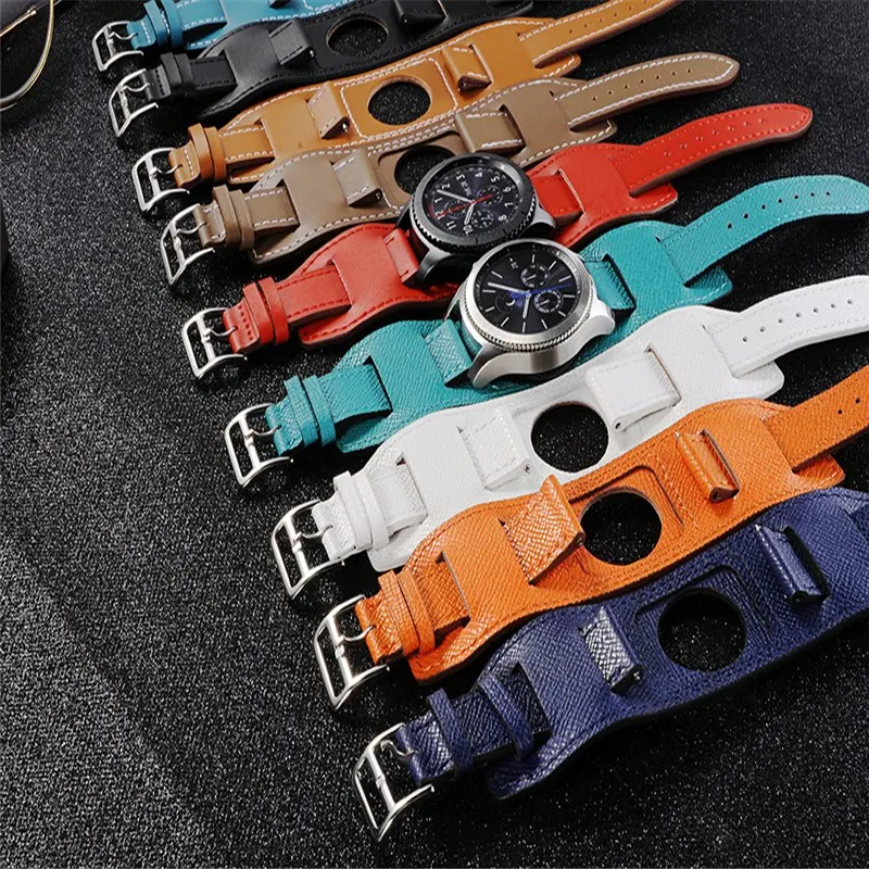22 мм ремешок из натуральной кожи для samsung Galaxy Watch 46 мм кожаный Браслет-манжета Замена для gear S3 AMAZFIT часы браслет