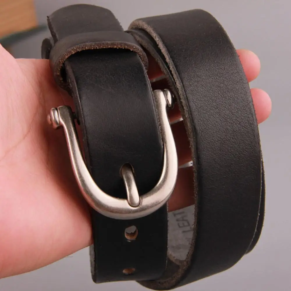 CUKUP Top Quality Smooth Solid Cow Skin Leather Belts for Lady Alloy Pin Buckle Metal Belt Retro Styles Accessories 2.8cm NCK463