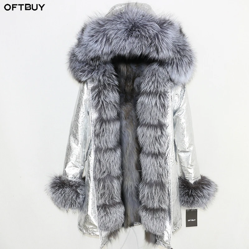 OFTBUY 2021 длинная парка зимняя куртка для женщин с натуральным лисьим мехом енота