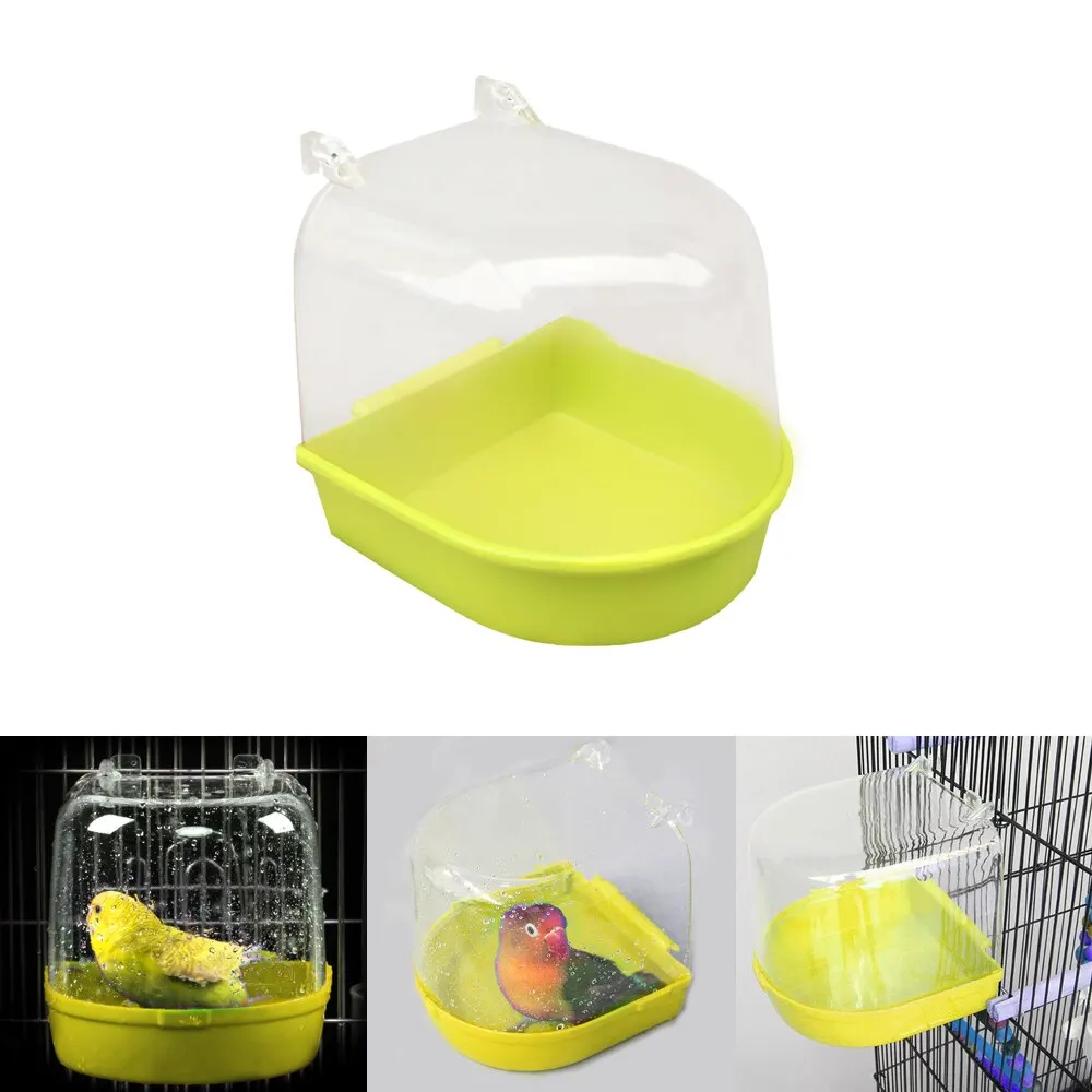 Yellow Parrot Bird Bathtub Parrot Bathing Supplies Bird Bath Shower Standing Bin Wash Space Bird Bathtub Cage Pet Supplies - Цвет: Yellow
