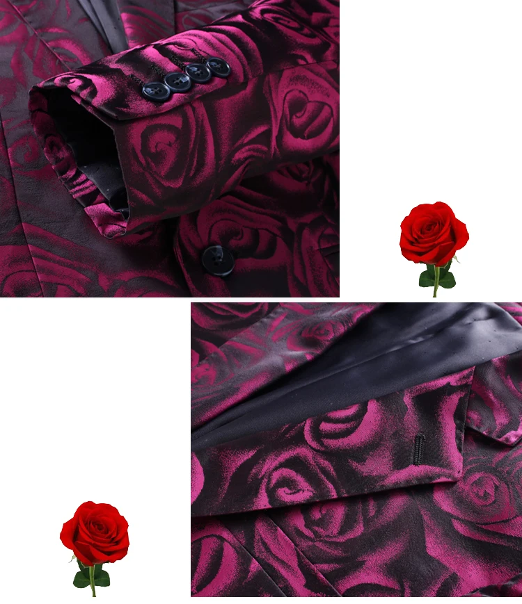 

LONMMY 4XL 5XL Men suits for wedding jacket tuxedo blazer men stage Rose flower Dress suits 3 Pieces/sets (Jacket+pants+vest)