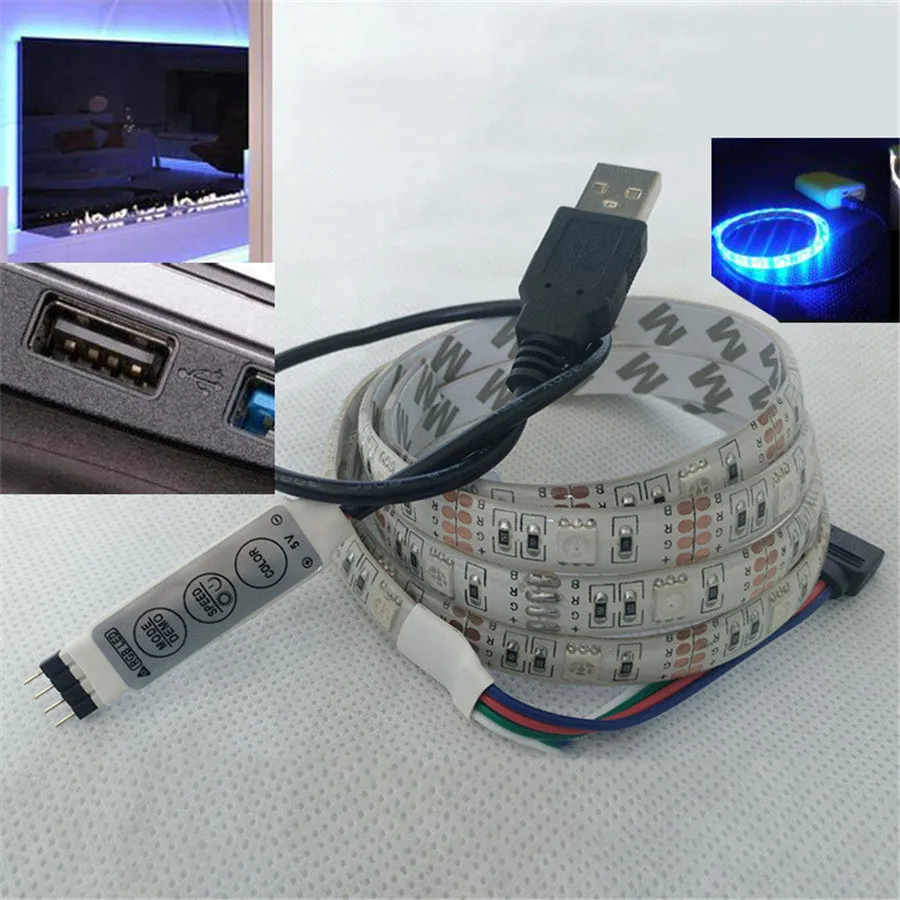 Coversage USB 5050 Светодиодная лента DC 5 в 30 светодиодов/м ТВ фон RGB водонепроницаемый