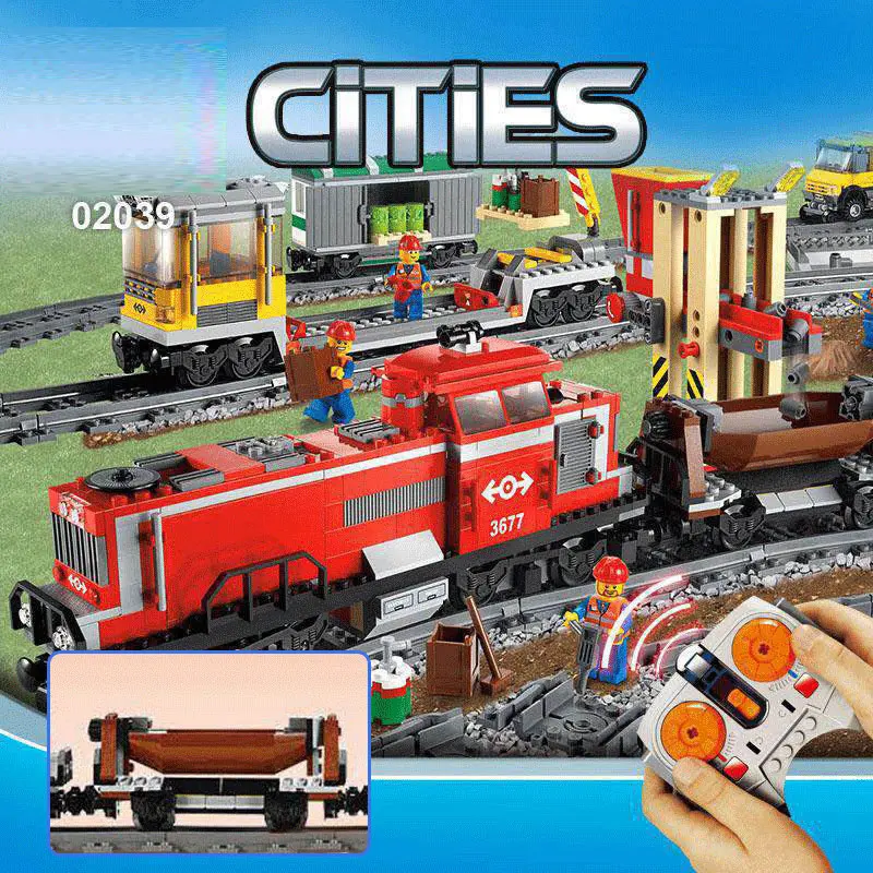 С legoingly city RED CARGO TRAIN 3677 строительные кирпичные блоки RC Train 898 шт модель 02039 наборы