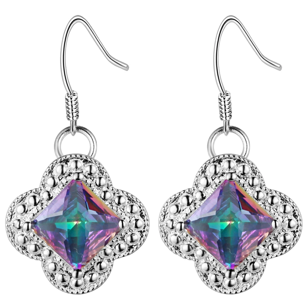 Посеребренные модные сережки в форме черного клевера оптовая продажа женских