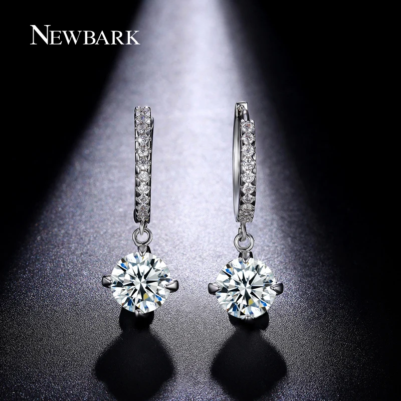 NEWBARK Luxury Silver Color Drop Earrings With Zircon Stone Anti-allergic Long Dangle Earring Women Birthday Gift Bijouterie | Украшения и