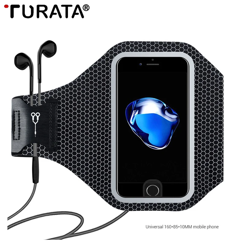 Универсальный спортивный чехол Turata на руку для iphone 6 s 7 8 Plus спортзала бега фитнеса