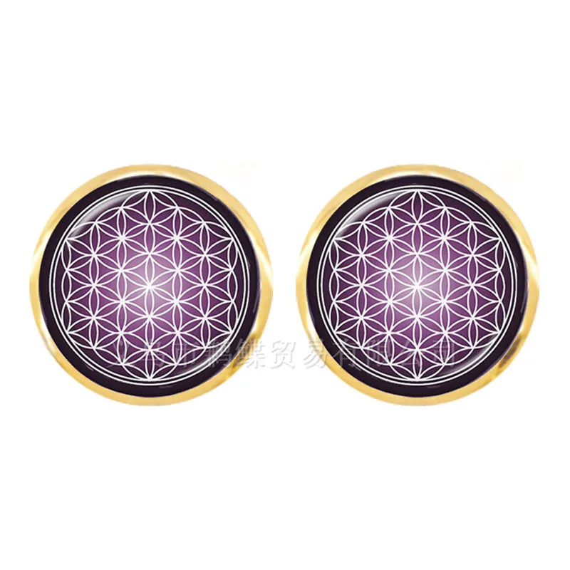 Charm Mandala Art Picture Earrings Henna Crystal Earring Yoga Om Symbol Zen Buddhism Glass For Women Girls Jewellery | Украшения и