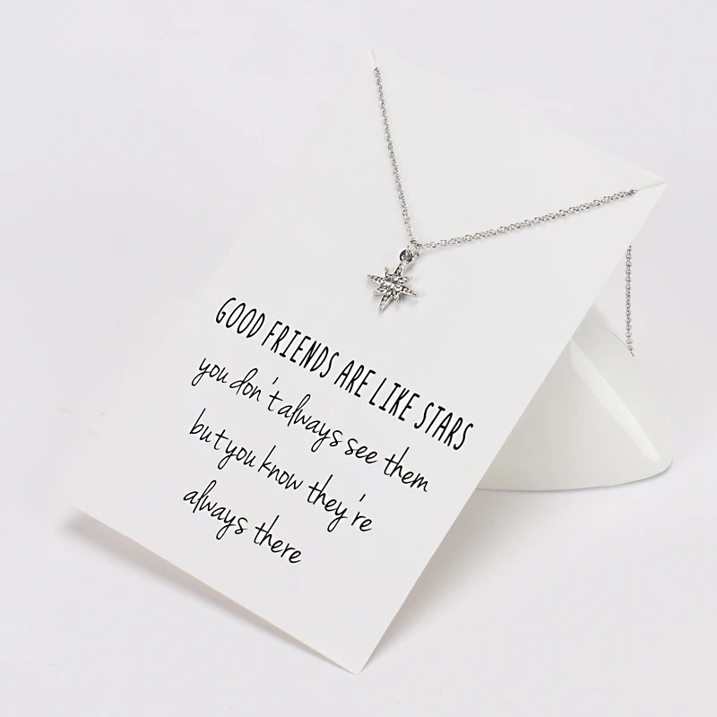 Модное ожерелье золотого цвета со звездами для женщин, женская бижутерия, ожерелье из сплава с подвеской и карточкой желаний, колье, ювелирные изделия для вечеринок, подарок CN13