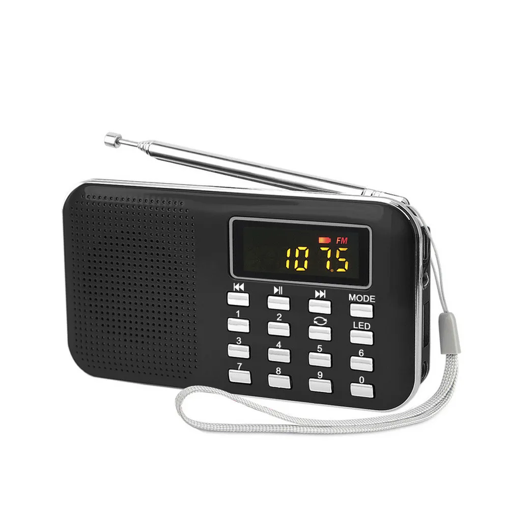 Мини-радио Slim FM AM с цифровым ЖК-дисплеем колонка супер басами AUX USB TF светильник ка