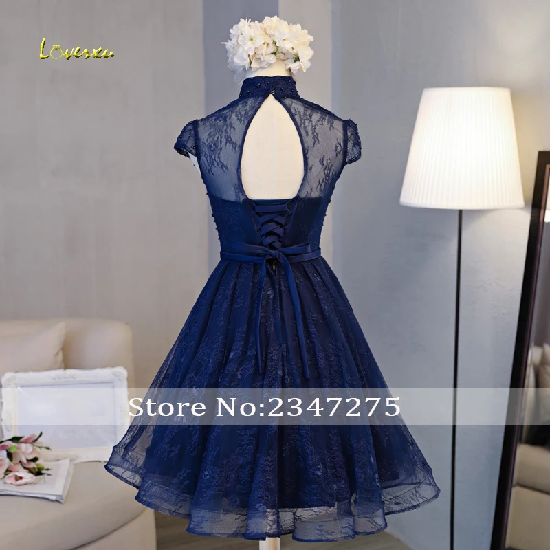Loverxu великолепные кружевные платья до колен с высоким воротником для встречи