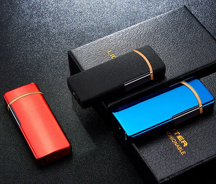 Сенсорная Зажигалка USB металлическая перезаряжаемая ветрозащитная беспламенная электрическая зажигалка двойная дуга электронная плазменная Зажигалка для сигар