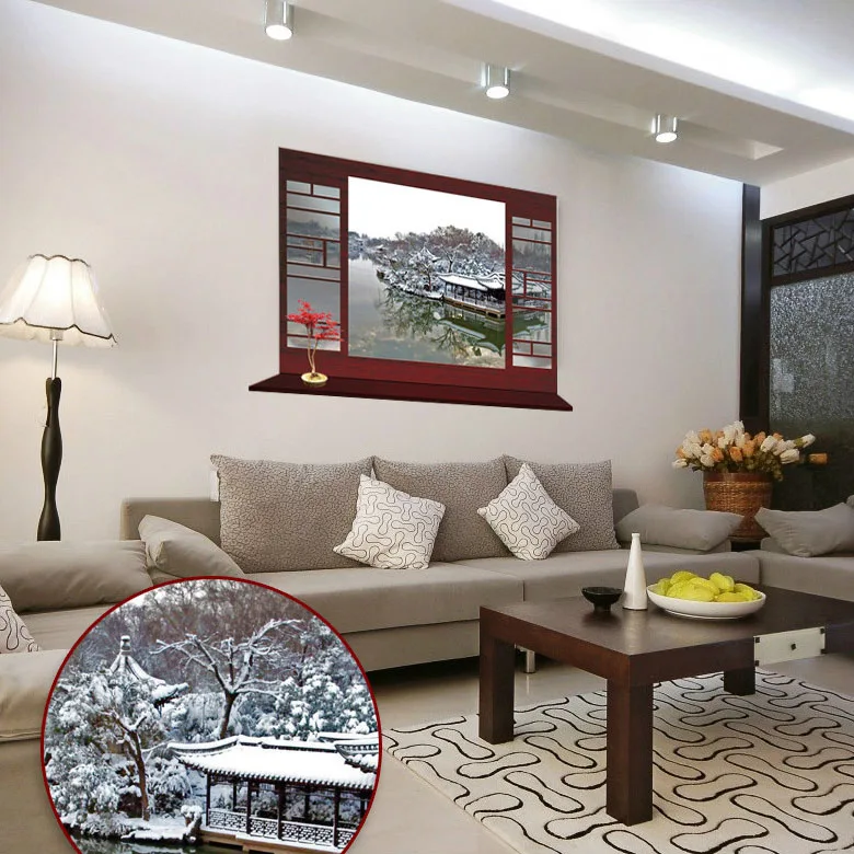 [Fundecor] Новый китайский стиль зимний вид Снежный павильон садовый пейзаж 3d