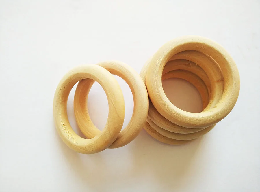 20 шт./лот деревянные кольца 50 мм необработанные натуральные круглые бусины|wooden