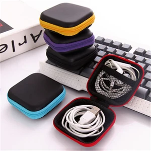 5 Pieces Earphone Storage Case Protective USB Cables Bags Headphones Container Organizer Woven Charger Card Box