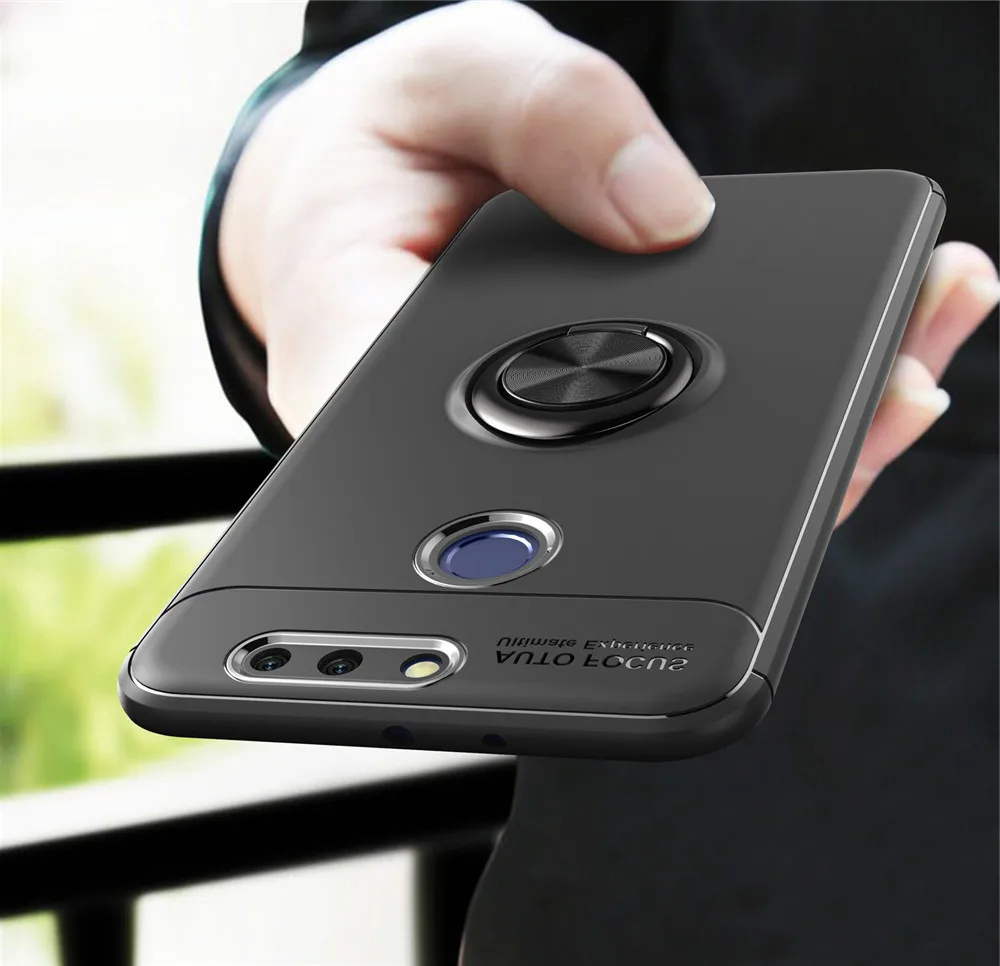 Чехол для Huawei Honor 8 Pro цветной металлический магнитный держатель с кольцом мягкий