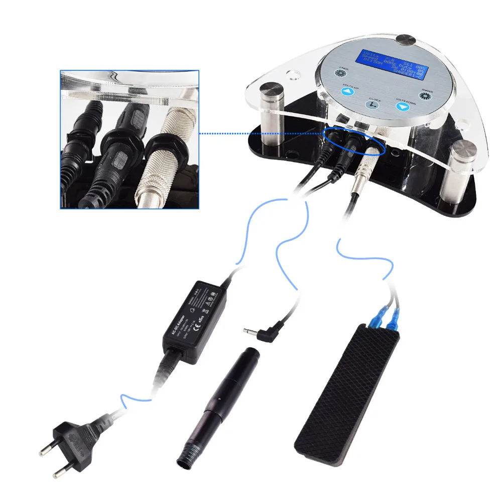 

Акриловое круглое интеллектуальное цифровое устройство питания для перманентного макияжа с мировым шнуром питания комплекты тату-машинок