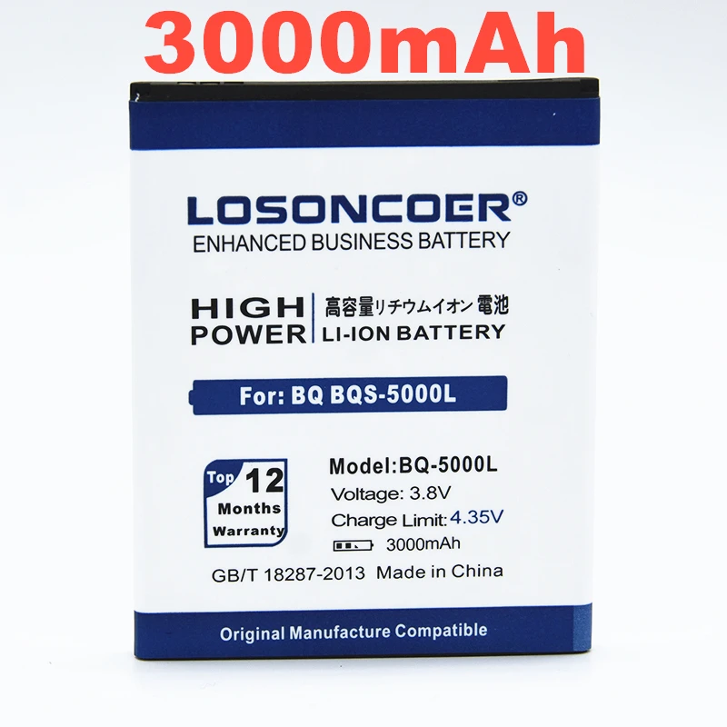 100% Оригинальный LOSONCOER 3000 мАч BQS 5000L BQ5000L BQ батареи большой емкости мобильный