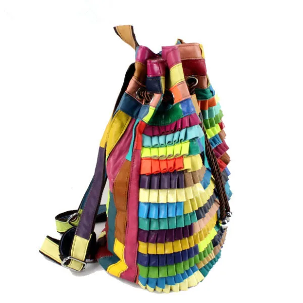 Рюкзак из натуральной кожи для женщин Дизайнерская обувь овечьей с вышивкой в