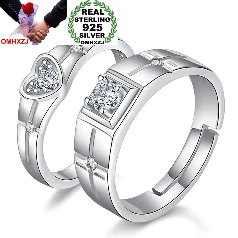 OMHXZJ Wholesale Personality Fashion OL Woman Girl Gift Twist Heart Square Zircon 925 Sterling Silver Couple Open Ring RG65 | Украшения и