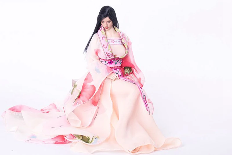 

1/6 Female Clothes Set Sacle Pink Ancient Long Wedding Dress Sets Clothes For 12'' Pichen Body