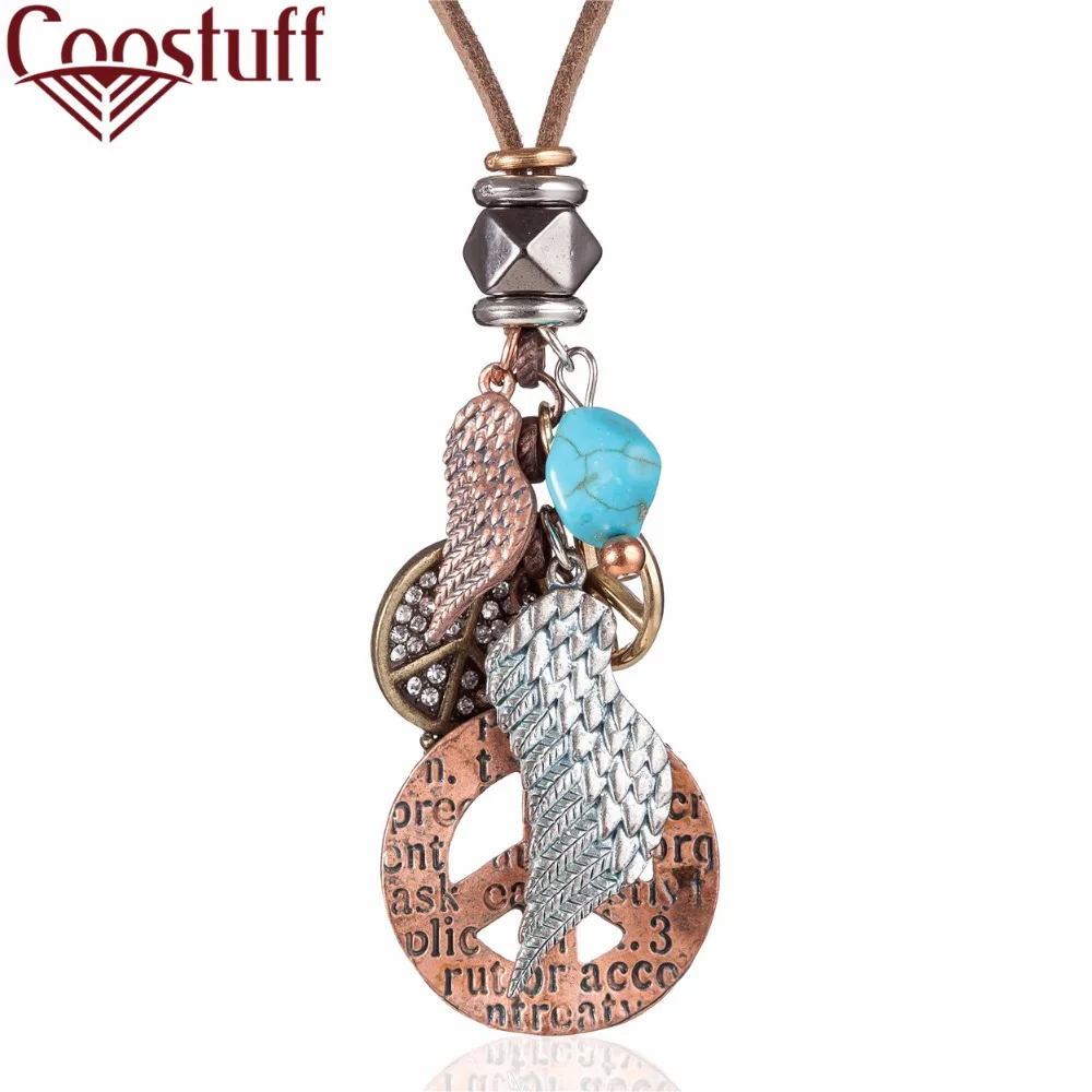 2017 Для женщин jewelry основа для кулонов и ожерелья Крыло ангела знак мира ожерелье