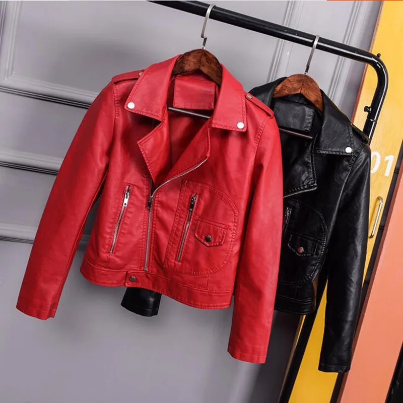ZXRYXGS Women Spring Autumn PU Leather Jacket Casual Slim Soft Moto Biker Faux Fashion Clothing | Женская одежда