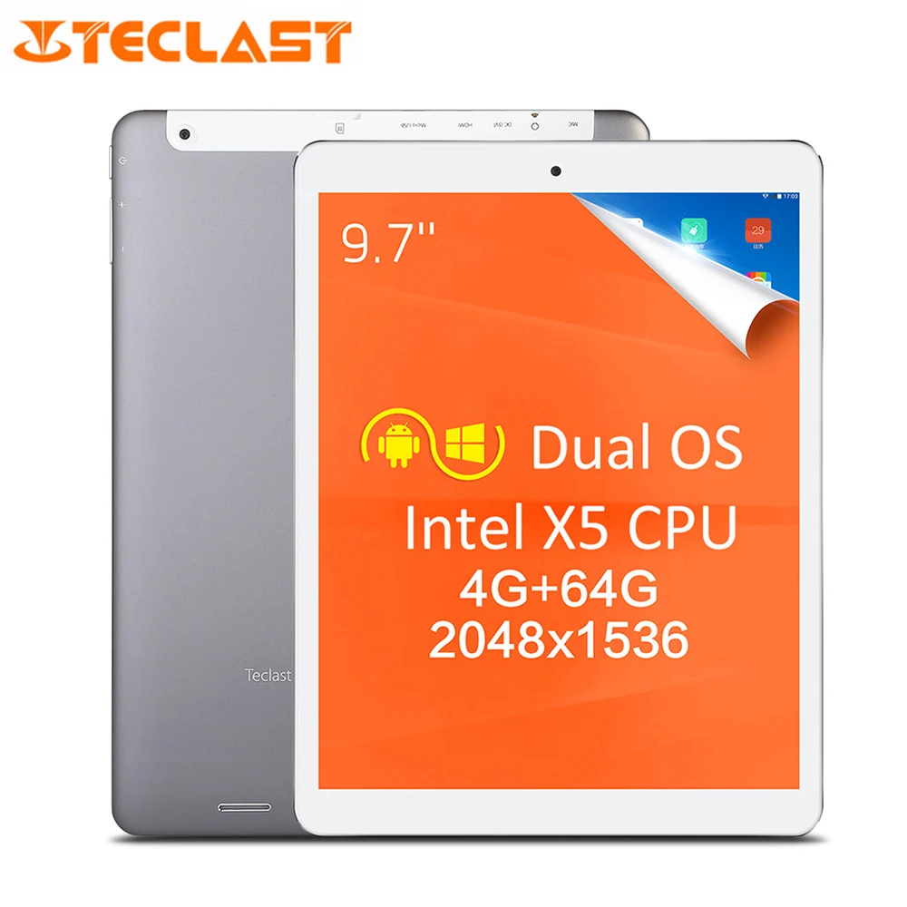 Teclast X98 Plus II 2 в 1 Tablet PC 9 7 ''Windows 10 + Android 5 Intel Cherry Trail X5 z8350 4 ГБ 64 2.0MP камеры 7800mA OTG |