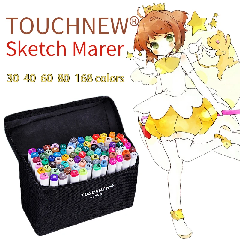 TOUCHNEW 30/40/60/80 цветные художественные Маркеры Набор материал для рисования