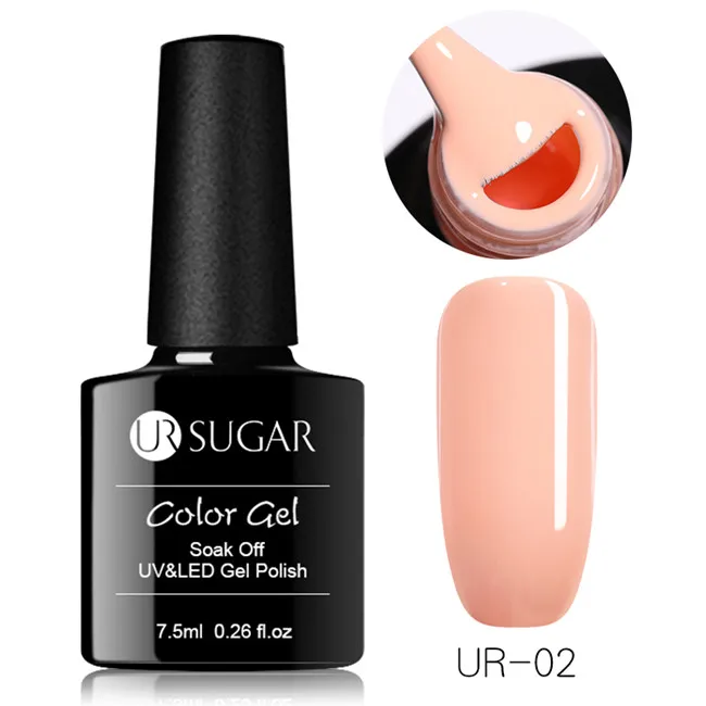 Ur Sugar 7,5 мл розовое золото блестящий Гель-лак для ногтей розовый Цвет гель-блестки для ногтей искусство замочить от УФ-гель-лака УФ светодиодный - Цвет: UR-02
