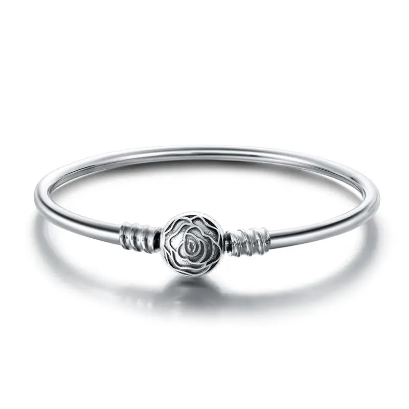 silver bracelet DALARAN, 925 пробы, серебряный браслет, гладкая Роза, круглый рот, цепочка, браслет для женщин, амулеты, серебро, 925, подарок на изготовление - Gem Color: silver bracelet