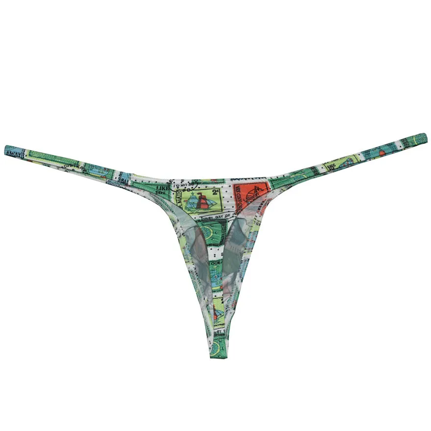 Мужское нижнее белье с принтом трусики танга микро стринги большой выпуклой