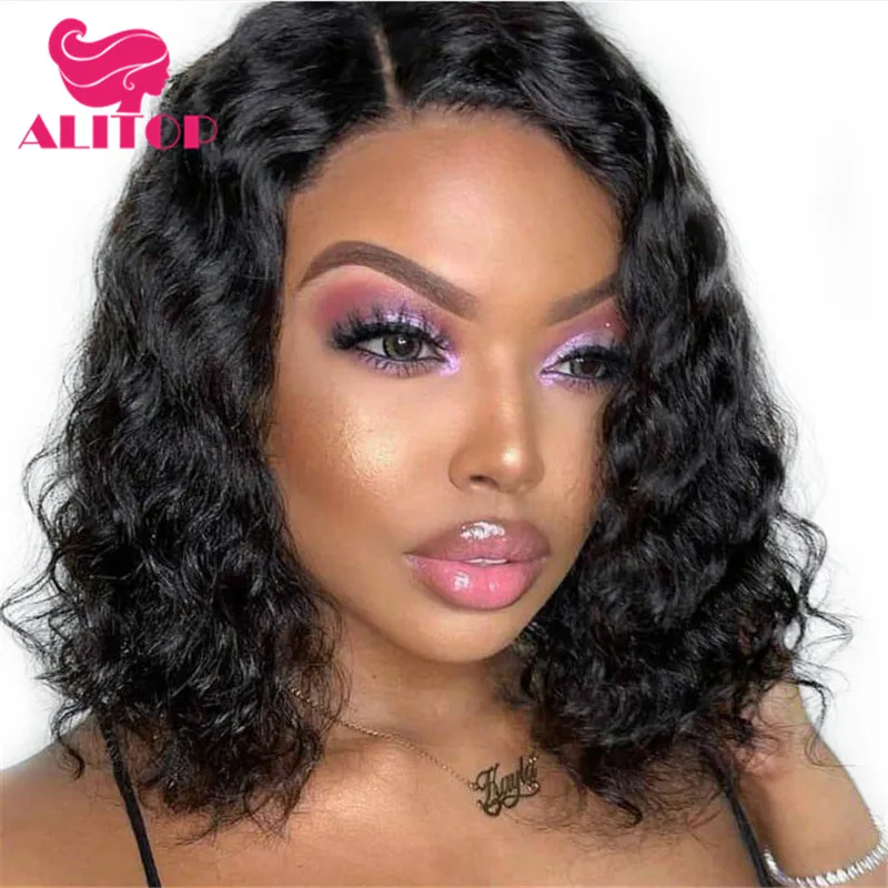 ALITOP парик Боб парики для черных женщин курчавые вьющиеся короткие кружевные