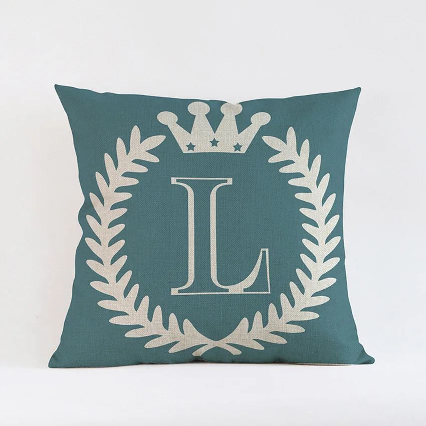 L Alphabet Cushion Cover 26 Letters A-Z Cotton Linen Baby Room Decorative Pillows Case Nordic Office Chair Seat Pillow Covers - Цвет: L