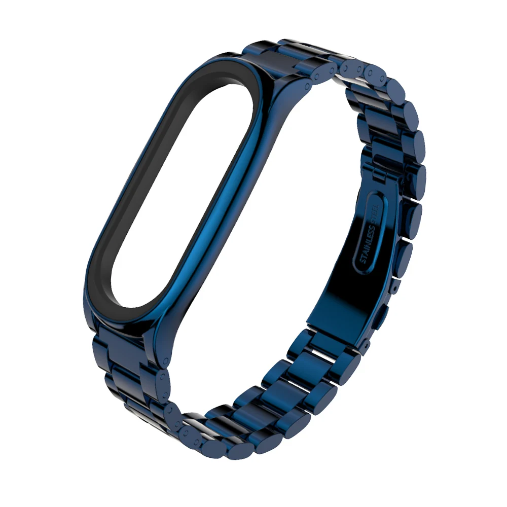 Plus Blue Металлический ремешок для Xiaomi mi Band 4 3 браслет mi Band 4 ремешок из нержавеющей стали браслеты для Pulseira mi band 3 умные часы Correa - Цвет: Plus Blue