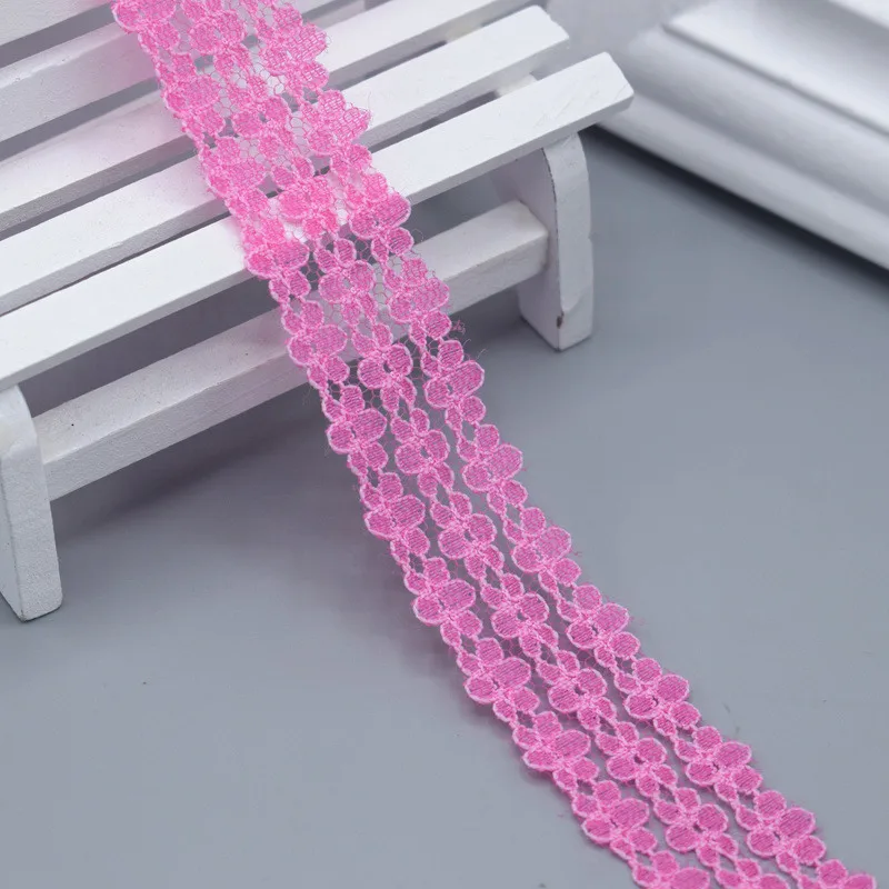 Розово-красный 10 ярдов, красивая кружевная лента, ручная работа, детская одежда, нижнее белье, свадебное платье, женская одежда, аксессуары 26 мм - Цвет: Розово-красный