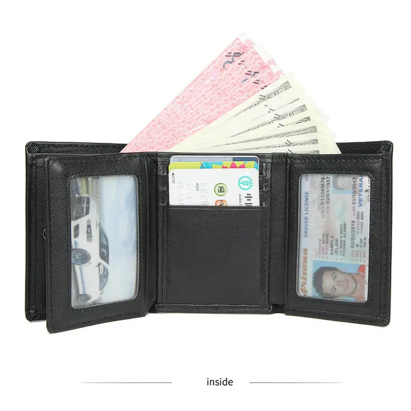 GENODERN Новый rfid кошелек в три сложения мужской из натуральной кожи Короткий