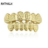 mathalla gold plated gold silver teeth grillz fashion street dance teeth party decorations mens and womens accessories