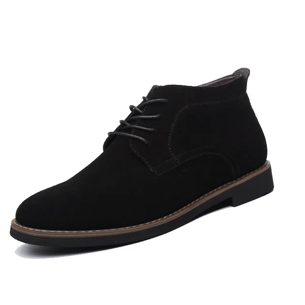 Black Большие размеры 38-45; мужские ботинки; однотонные повседневные кожаные ботильоны; сезон осень-зима; NPEZKGC; брендовая мужская замшевая обувь - Цвет: Black