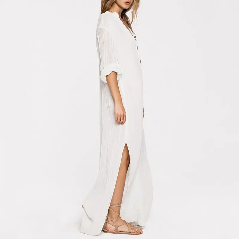 Женское длинное платье с v образным вырезом Boho летнее пляжное свободного размера