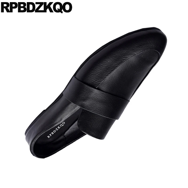 Casual High Quality British Style Sandals Men Shoes Luxury Brand Italy Mules Slip On Soft Real Leather Genuine Black Slides Half | Обувь