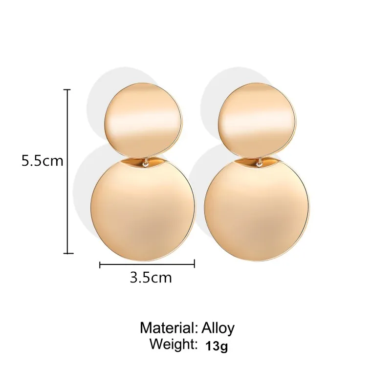 EB2136 Gold Серьги для женщин золотого цвета, геометрические металлические серьги с подвеской, корейские дубайские круглые панковские Висячие серьги, модные ювелирные изделия - Окраска металла: EB2136 Gold
