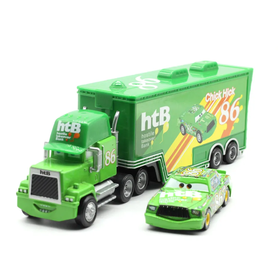 

Disney Pixar Cars 2 Toys 2pcs Lightning McQueen Mack Truck The King 1:55 Diecast Metal Alloy Modle Figures Toys Gifts For Kids