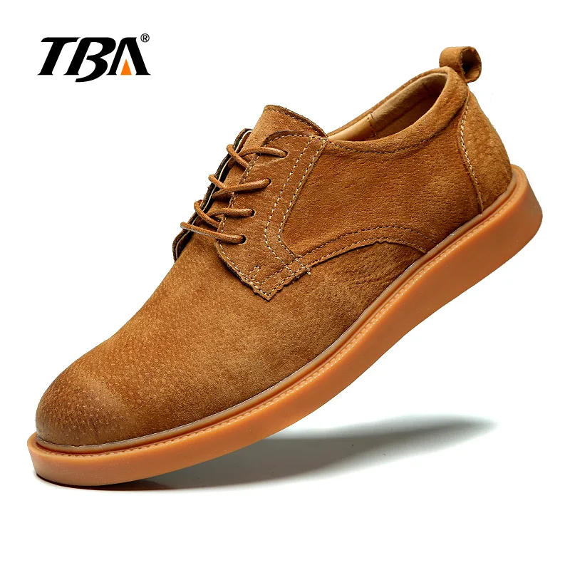 Brown TBA 1719 мужская кожаная прогулочная обувь Черный Коричневый Серый Высокое качество кожаная уличная прогулочная обувь Размер 38-44 - Цвет: Brown