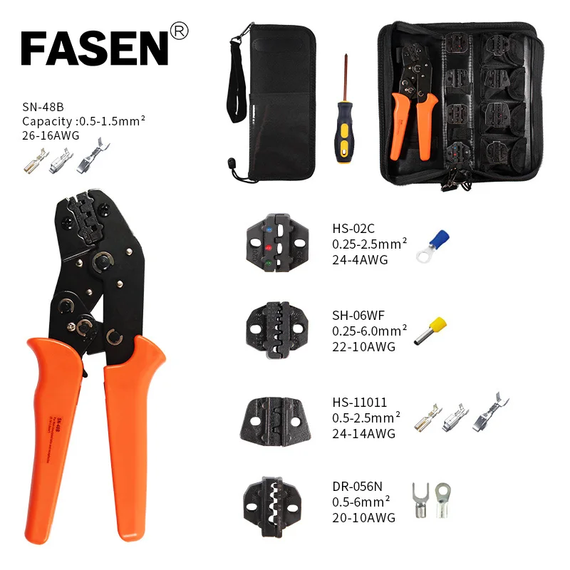 

SN Crimping Tool Wiring Crimp Pliers Bare Insulation Ratchet Terminals Multitool Portfolio Tools kit Replacement jaw