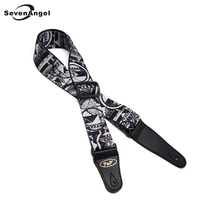 hot selling acoustic electric guitar strap embroidery adjustable leather ends music instruments accessories straps