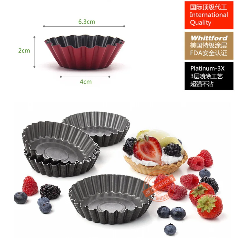 12 шт Мини противни для пирога антипригарная углеродистая сталь яйцо Tart плесень