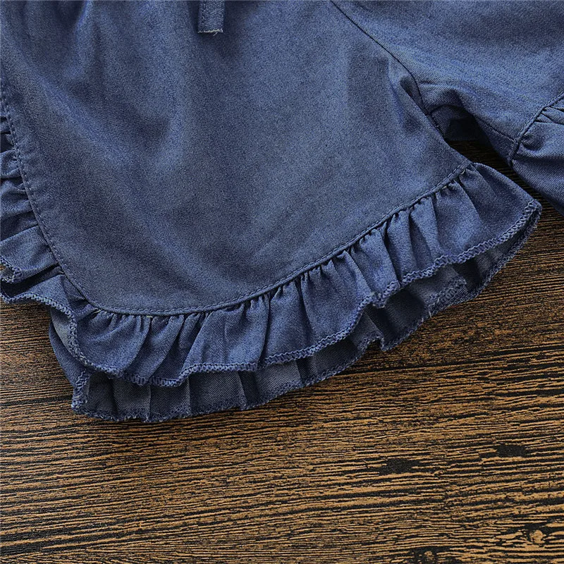 Комплект одежды для маленьких девочек новинка 2019 Белый Кружевной укороченный