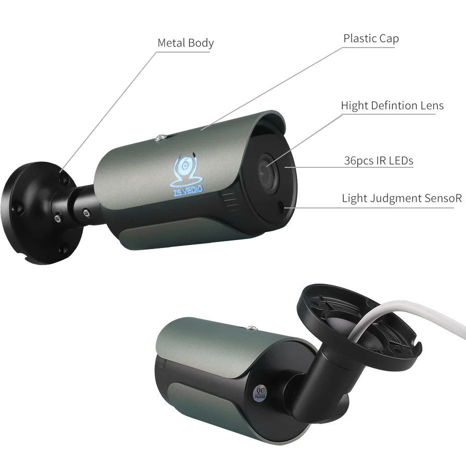 ZSVEDIO H.264 POE 720 P 960 1080 аудио IP камера Onvif Freien Wasserdichte Sicherheit видео юбервачун P2P