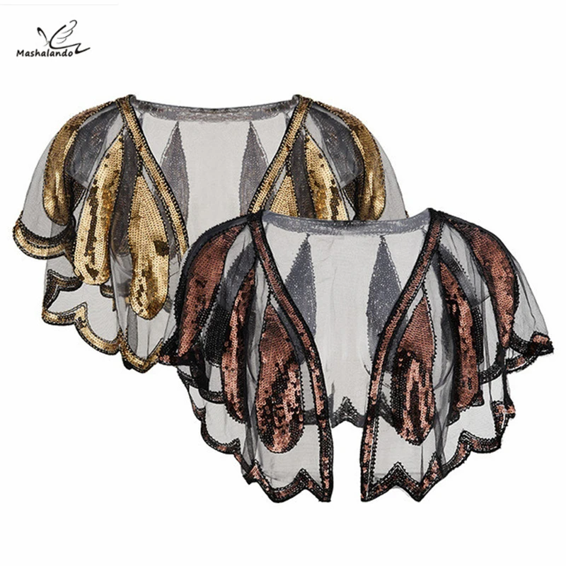 Женские накидки с блестками в стиле ретро накидка арт-деко и бисером болеро