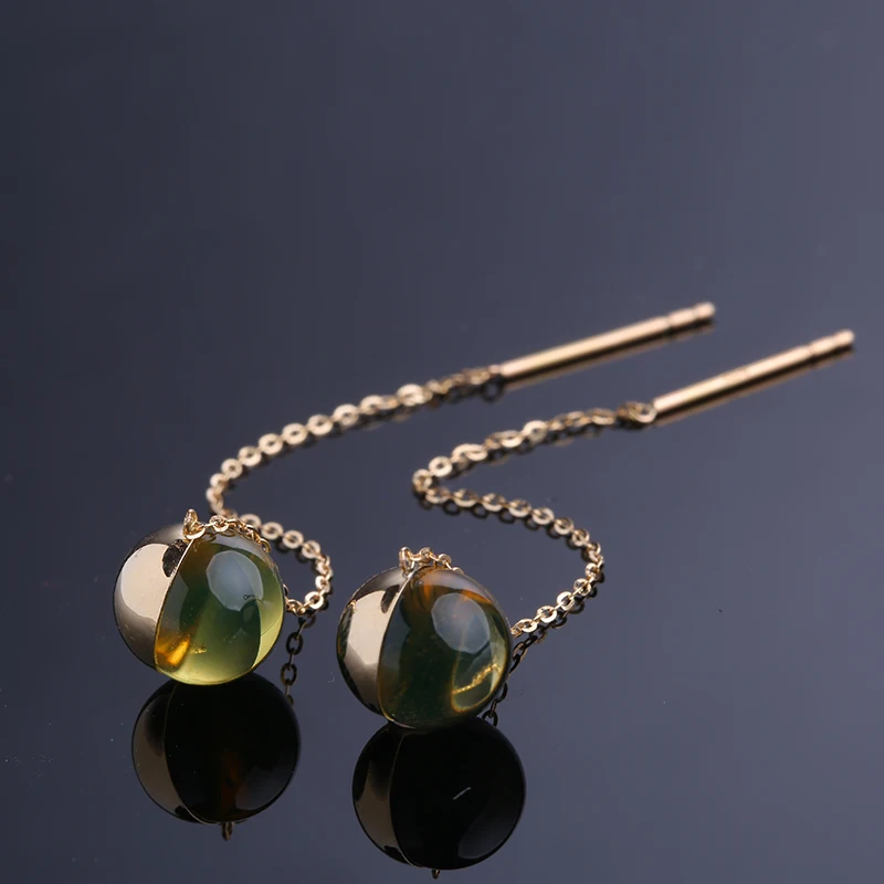 Robira Простой полосы бар длинная цепочка падение/Висячие серьги 18 К розовое золото